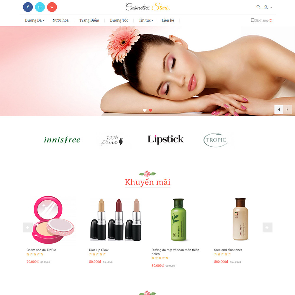 Thiết kế Website thẩm mỹ Cosmetics Store