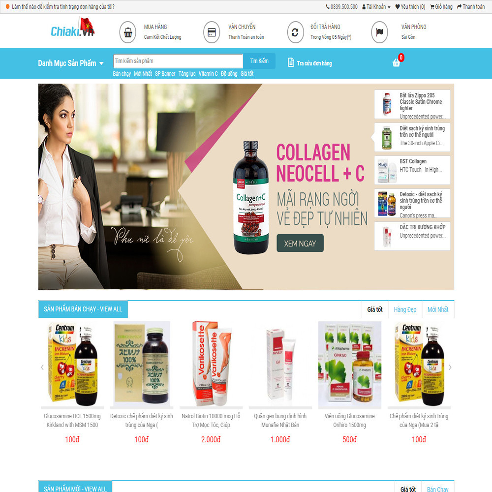 Thiết kế Website bán hàng dược phẩm Chiaki