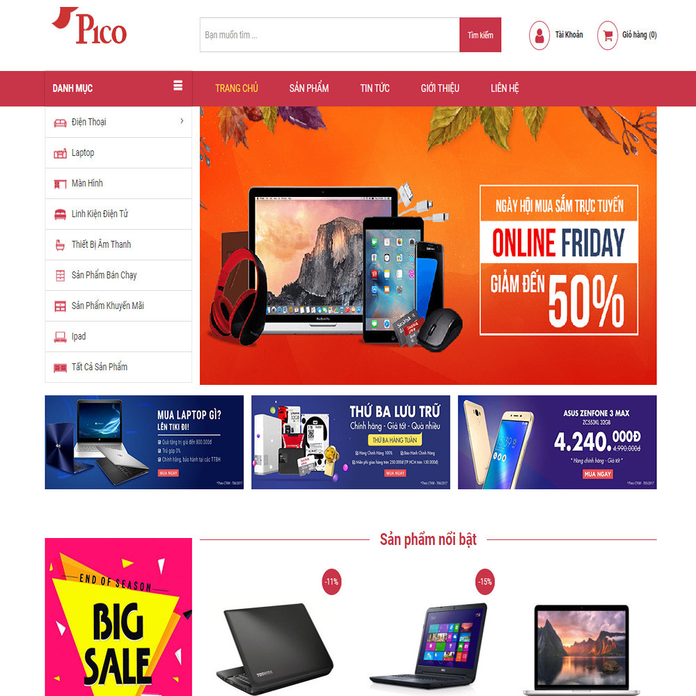 Thiết kế Website bán hàng điện tử Pico