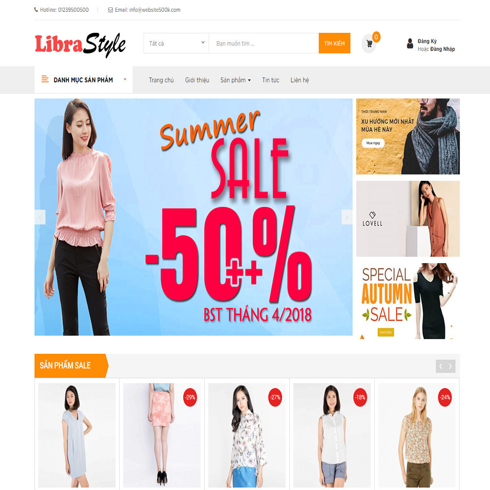 Thiết kế Website bán hàng thời trang Libra Style