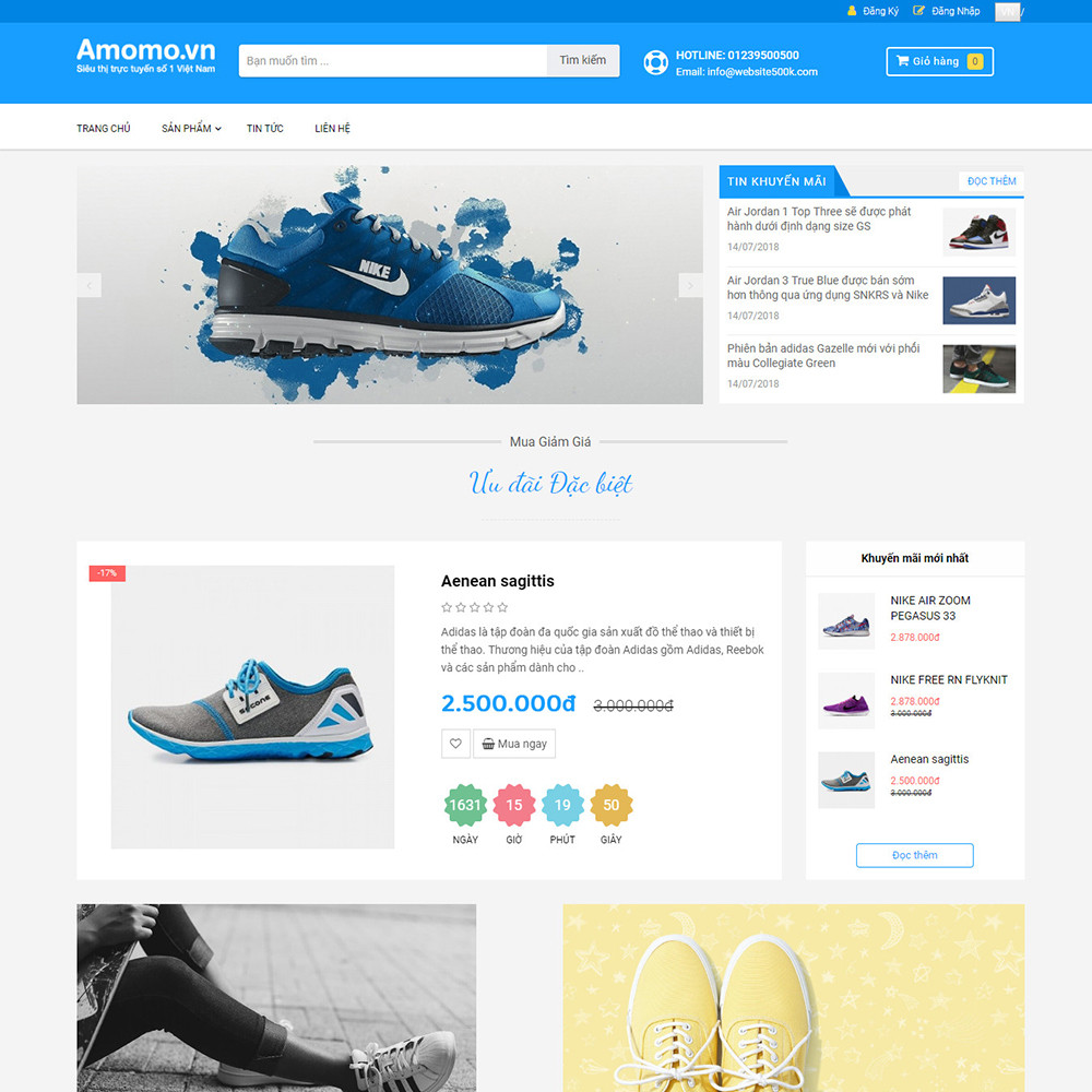 Thiết kế Website bán hàng giày Amomo.vn