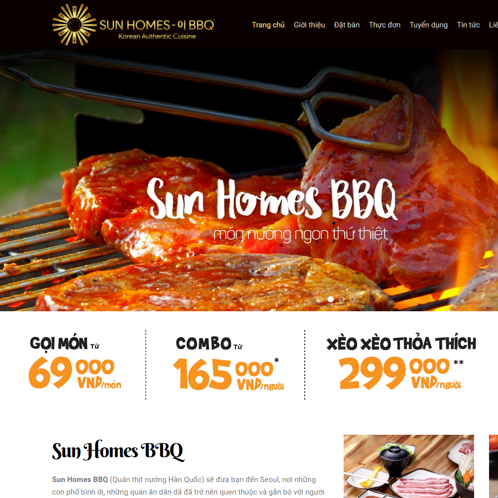 Thiết kế Website nhà hàng BBQ