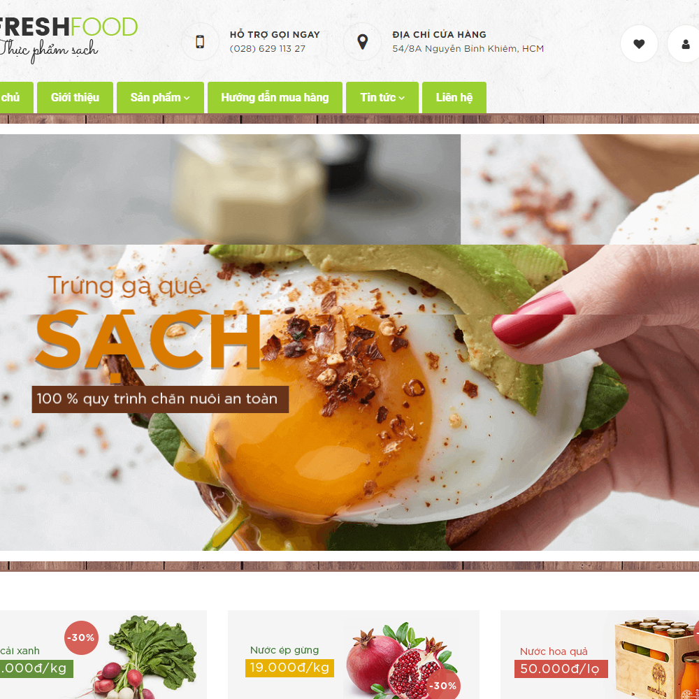 Thiết kế Website cửa hàng thực phẩm sạch FreshFood