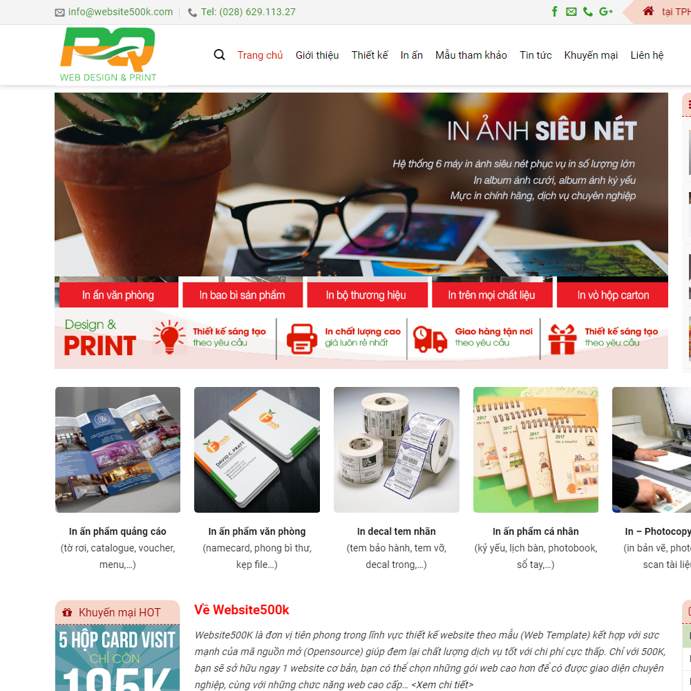 Thiết kế Website dịch vụ in ấn 2