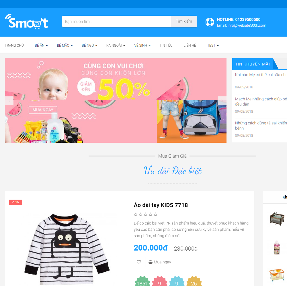Thiết kế Website mẹ và bé Smart
