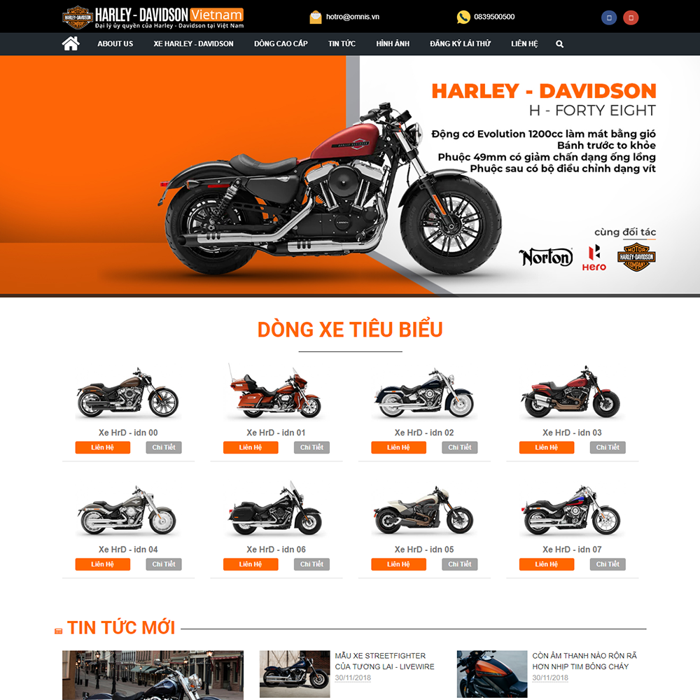 Thiết kế Website giới thiệu, đặt mua moto Harley Davidson