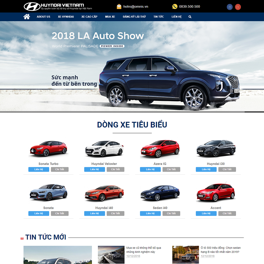Thiết kế Website giới thiệu, đặt mua ô tô Huyndai