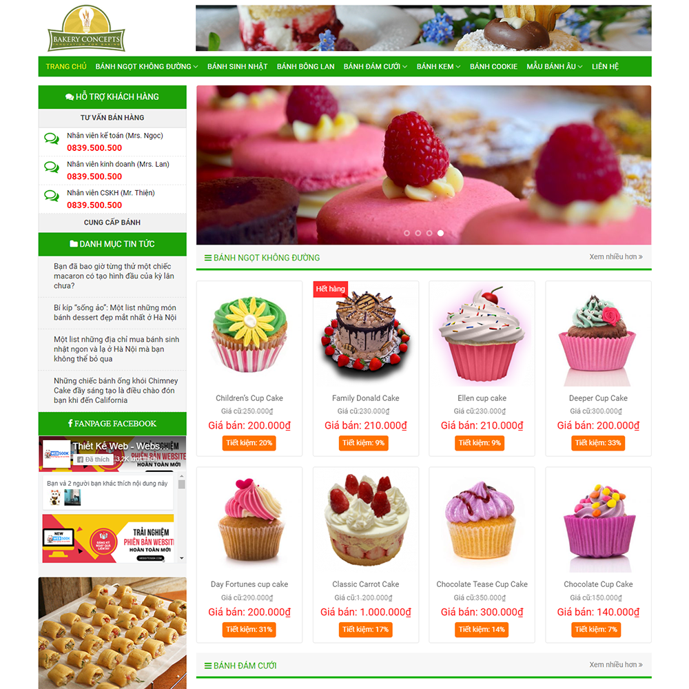 Thiết kế Website bán bánh Bakery Concepts