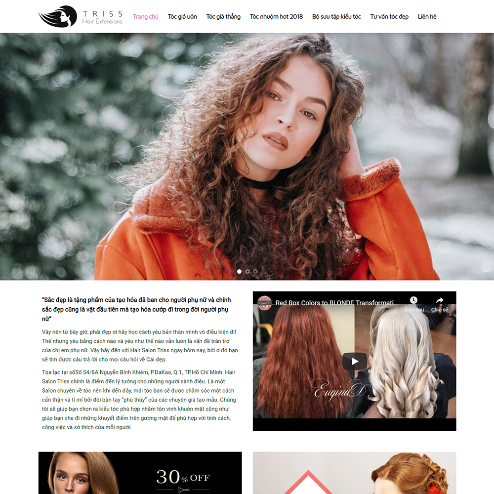 Thiết kế Website giới thiệu Shop tóc Triss