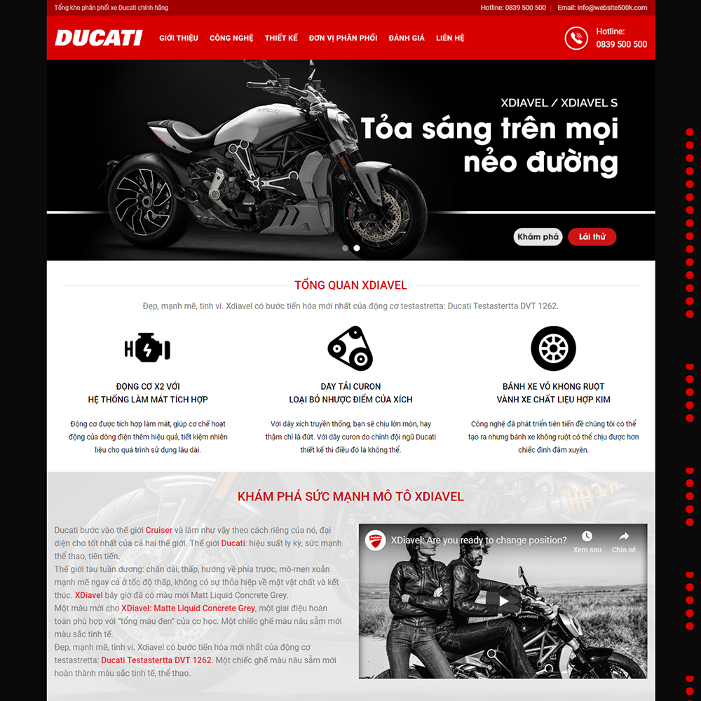 Thiết kế Website giới thiệu xe moto Ducati